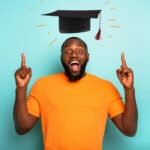 Man is happy to have achieved graduation and success in studies